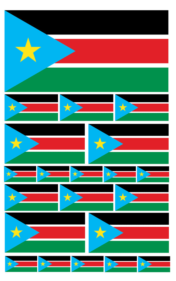 21Pcs Pack Lot South Sudan World Country Flag Assorted Vinyl Sticker Decals - OwnTheAvenue