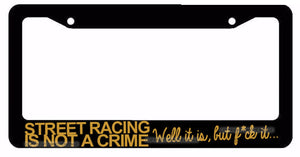 JDM Street Racing Tuner Drifting Funny Black License Plate Frame Gold Art