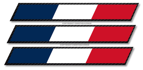 3Pcs Sport Style France French Racing Stripes Flag Sticker Decals 6