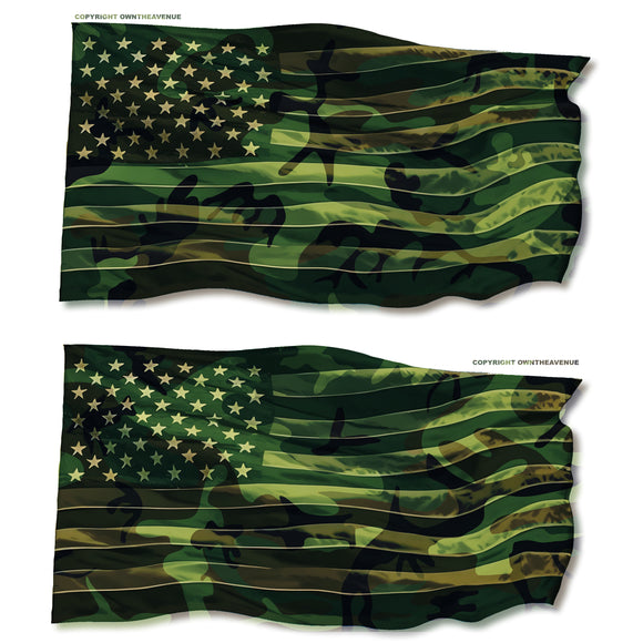 x2 USA American Wavey World Country Subdued Flag Camo Sticker Decals 4