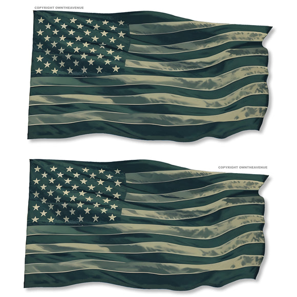 x2 USA American Wavey World Country Subdued Flag Sticker Decals 4