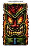 Hawaii Tiki Totem Poll Face Mask Flames Car Truck Holographic Sticker Decal