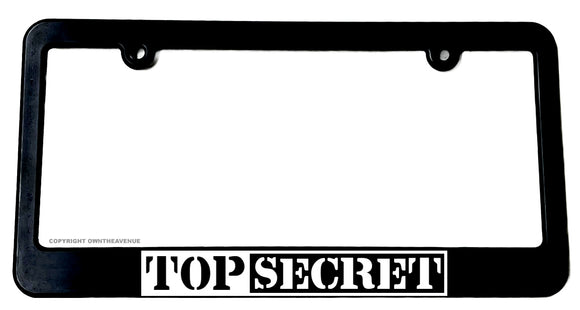Top Secret Black License Plate Frame Funny Joke Sports Racing Car - OwnTheAvenue