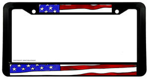 USA American Flag Wavey Art Style  Car Truck Auto License Plate Frame - OwnTheAvenue