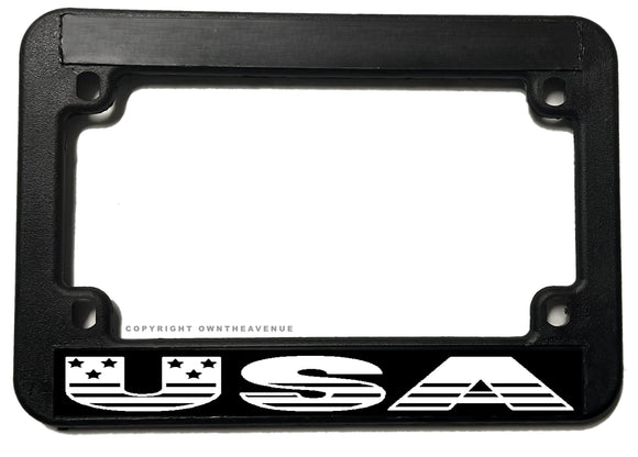USA American Flag White Art V01 Motorcycle License Plate Frame - OwnTheAvenue