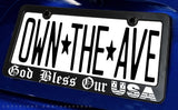 God Bless USA America Pro American Flag Patriot White Art License Plate Frame - OwnTheAvenue