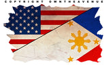 2Pcs Philippines USA American Vintage Style Distressed Flag Sticker Decals 3"