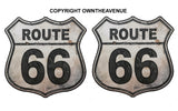 x2 Route 66 Highway Sign Souvenir Rustic Style V01 Sticker Decals