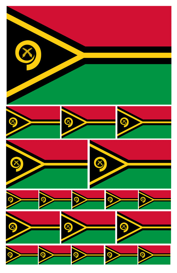 20Pcs Vanuatu World Country Flag Assorted Assortment Vinyl Sticker Decals - OwnTheAvenue