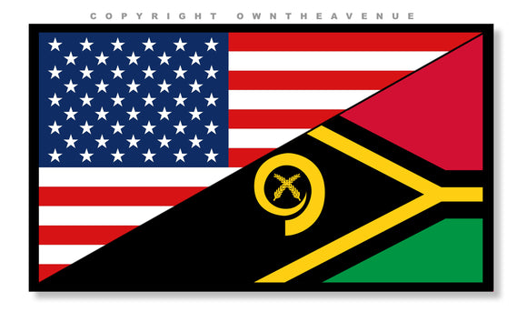 Vanuatu USA American World Country Flags Vinyl Sticker Decals 3.75
