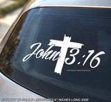 John 3:16 Bible Jesus Christian Christ Tattered Cross Vinyl Decal Sticker 6"
