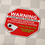 Warning 24 Hour Video Surveillance Security Cameras Vinyl Sticker Decal Red v024 - OwnTheAvenue