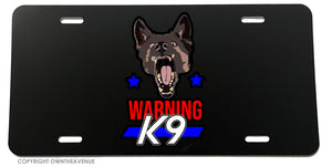 Warning K9 Support Police Blue License Plate Cover - OwnTheAvenue