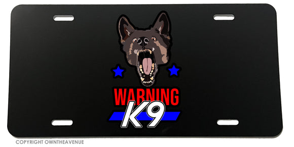 Warning K9 Support Police Blue License Plate Cover - OwnTheAvenue