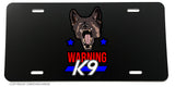 Warning K9 Support Police Blue License Plate Cover - OwnTheAvenue