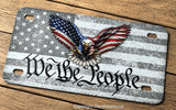 We The People USA American Flag Bald Eagle Motorcycle License Plate - OwnTheAvenue