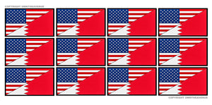 x12 Bahrain USA American World Country Flags Sticker Decal Pack Lot - 2" Inches