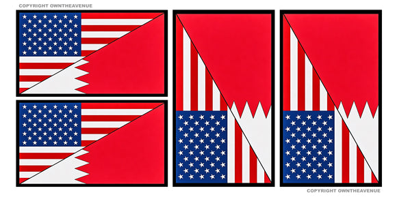 x4 Bahrain USA American World Country Flags Sticker Decal Pack Lot - 2