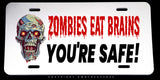 Zombies Eat Brains Horror Funny Living Zombie Dead Car License Plate Cover - OwnTheAvenue