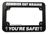 Zombies Eat Brains Funny Joke Horror Spooky Motorcycle License Plate Frame - OwnTheAvenue