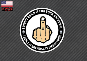 Middle Finger Approval Decal Sticker - Hot Rod Street Rod Chopper Bobber 4.5" - OwnTheAvenue