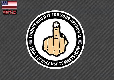 Middle Finger Approval Decal Sticker - Hot Rod Street Rod Chopper Bobber 4.5