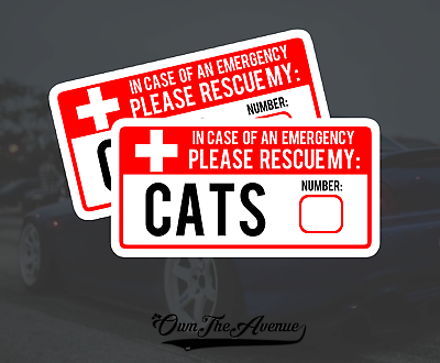 x2 Cat Pet Emergency Rescue Sticker Decal - Fire safety First Responder 5