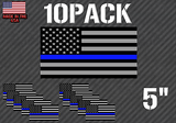 Pack Of 10 Thin Blue Line Flag Sticker Decal - Blue Lives Matter (pk10blineflg) - OwnTheAvenue