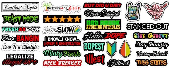 30 JDM Racing Drifting Drag Funny Car Truck Vinyl Decal Stickers Pack Lot Model: M-DTLTNS - OwnTheAvenue