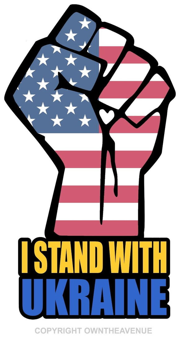 I Stand With Ukraine Anti War Putin USA Flag Peace Love Car Truck Window Sticker