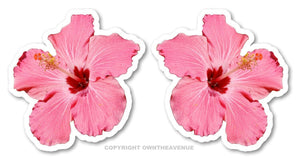 Hawaiian Hibiscus Flower Sticker Car Window Truck Vinyl Decal 3.5" 2 PACK LTPINK - OwnTheAvenue