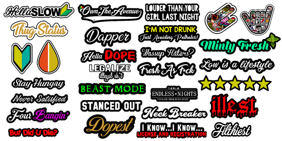 JDM 29 Car Sticker Decal Pack Lot Low Funny Boost Racing (MegaTS)