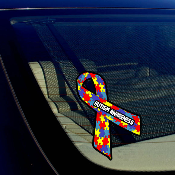 x2 Autism Awareness Puzzle Ribbon Auto Window Bumper Sticker Decal 3
