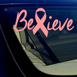 Breast Cancer Awareness Believe Pink Ribbon Car Vinyl Decal Sticker 14" Inches - OwnTheAvenue