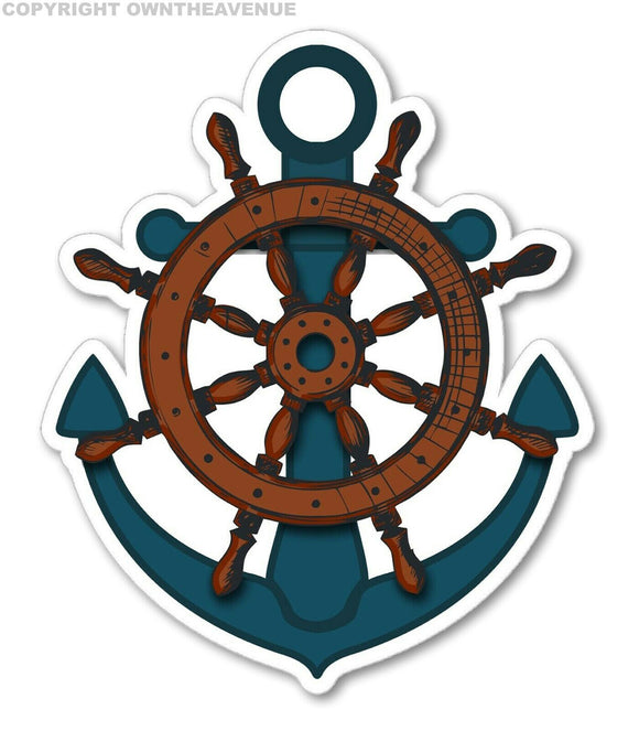 Ship Wheel Anchor Sticker Vinyl Decal Sailboat Nautical Boat Ocean Sailing Car - OwnTheAvenue