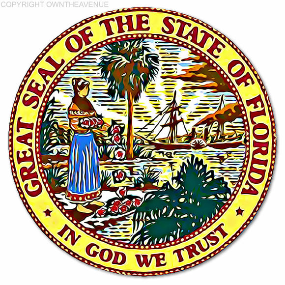 Florida State Seal State Southeastern South Car Truck Cup Vinyl Decal Sticker V01 - OwnTheAvenue