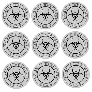9 Pack Zombie Outbreak Response Team Zombies Apocalypse Funny Stickers Decals 3"