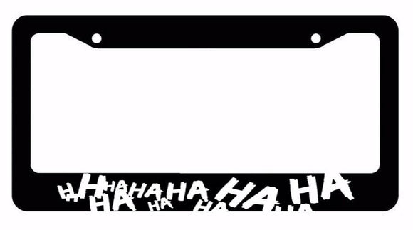 Joker Hahaha Serious Super Bad Evil White Art Black License Plate Frame - OwnTheAvenue