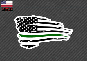 Distressed Green line American Flag Sticker Decal Military CHOOSE SIZE (GRNflg) - OwnTheAvenue