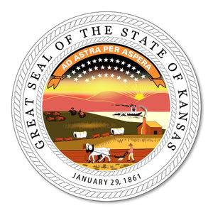 Seal of Kansas State Flag Car Truck Window Bumper Laptop Vinyl Sticker Decal 4"