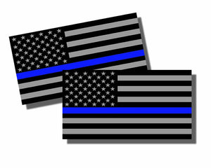 2x Support Police Sticker Decal USA Flag Thin Blue Line 2nd Amendment 2A 4" Each - OwnTheAvenue