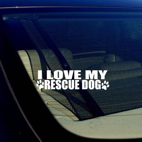 I Love My Rescue Dog Puppy Vinyl Decal Sticker 7.5