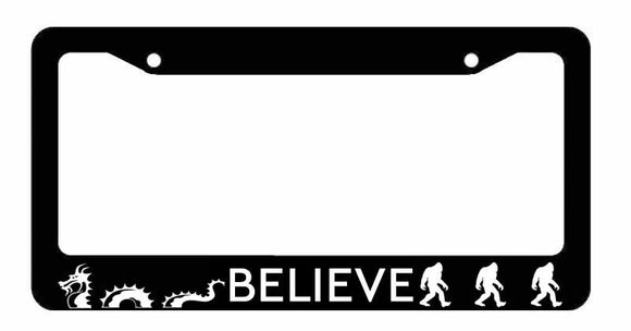 Believe Loch Ness Monster Bigfoot Sasquatch Sci Fi Funny JDM License Plate Frame
