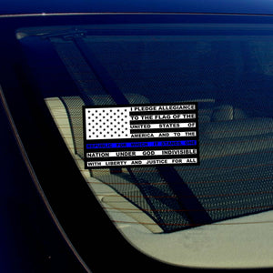 American Flag Pledge of Allegiance Thin Blue Line Window Sticker Decal 4" P Font - OwnTheAvenue