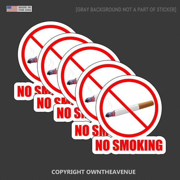 No Smoking Store Shop Mall Retail Business Vinyl Sticker Decal 5 Pack - OwnTheAvenue