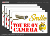 5 Pack Smile You're On Camera Video Alarm Security System Warning Vinyl Sticker Decals - 3" Inches Long Each Model:082