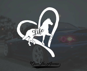 Horse Life  Heart Vinyl Decal Sticker Love Pony 4" - OwnTheAvenue