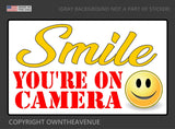 Smile You're On Camera Sticker Video Alarm Security System CCTV Decal Warning CL