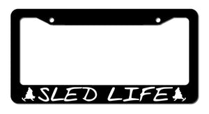 Sled Life Snowmobile Outdoors Snow Sports Car Truck License Plate Frame