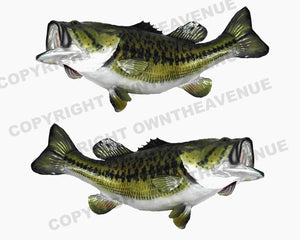 Largemouth Bass Sticker Decal Fishing Boat Car Truck Camper Trailer 2 Pack / Lot - OwnTheAvenue